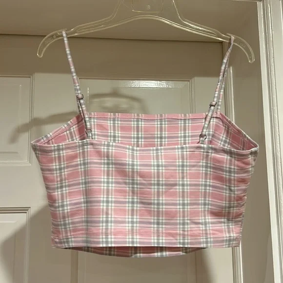 Hollister Crop Top.  Large.  Pink Plaid - Picture 2 of 10
